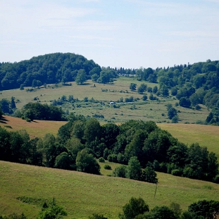 berehy2016s Berehy Górne, tereny dawnej wsi. W tle serpentyny na Przełęcz Wyżną (foto: P. Szechyński)
