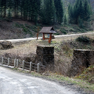 tarnawa2014d Tarnawa Niżna, w prawo droga na punkt widokowy Pichurów, przyczółki dawnego wiaduktu kolejki, 2014 (foto: P. Szechyński)
