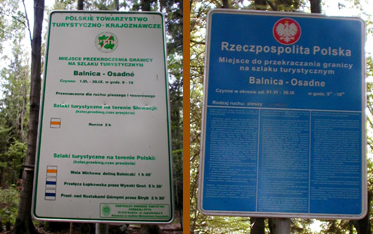 Tablice na granicy Balnica - Osadne