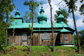 szczawne2010a Szczawne, drewniana trójdzielna cerkiew greckokatolicka z lat 1888-1889, obecnie cerkiew prawosławna, 2010 (fot. P. Szechyński)