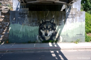 komancza2019s Komańcza, mural A. Andrejkowa pod mostem kolejowym, 2019 (foto: P. Szechyński)