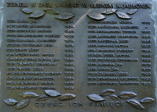 Baligród, tablica pamięci żołnierzy WOP, KBW
