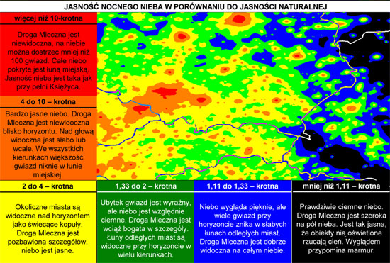 Mapa sztucznej jasności nocnego nieba. Royal Astronomical Society