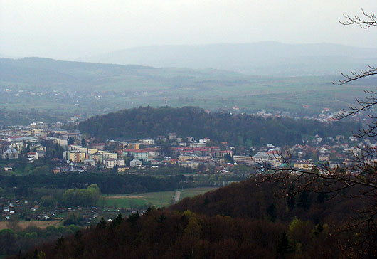 Park Miejski w centrum miasta widziany z Orlego Kamienia