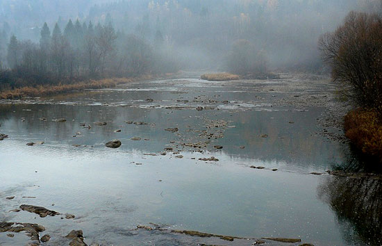 Widok z kładki na San